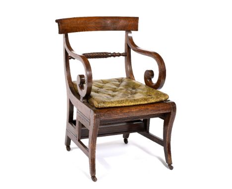 Simulated rosewood metamorphic library chair Regency, with cane seat, by Morgan &amp; Sanders