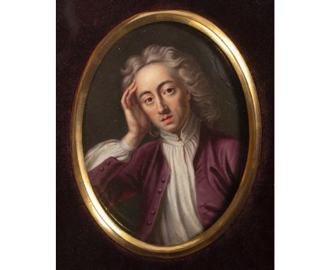 Attributed to Henry Pierce Bone (British,1779-1855)portrait of Alexander Pope, after Jean-Baptiste Van Loo (1684-1745), ename