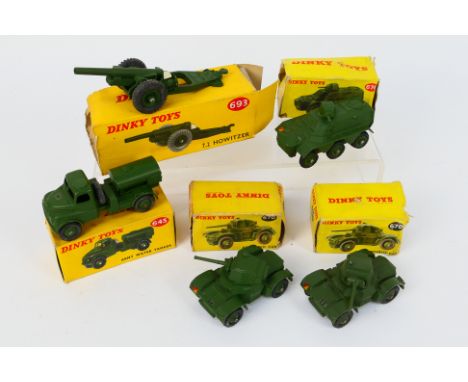 Dinky Toys - A group of five boxed military Dinky Toys. Lot consists of Dinky Toys #643 Army Water Tanker; #670 Armoured Car 