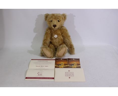 Steiff - A limited edition boxed #404320 replica mohair Steiff bear - The bear named 'Teddy Boy 1905' has plastic eyes, stitc