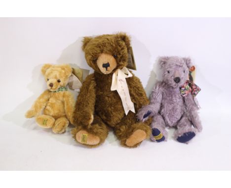 Merrythought - 3 x limited edition mohair Merrythought bears - Lot includes a number 168 of 500 'Your Teddy Bear' with music 