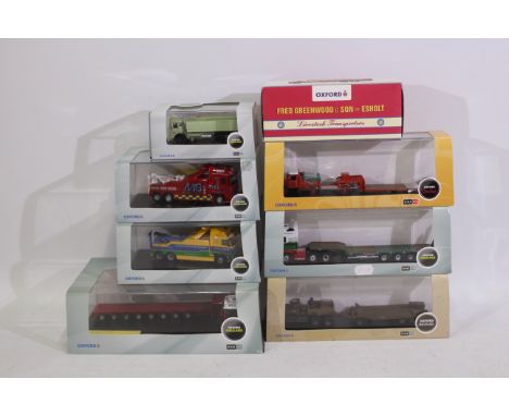 Oxford Diecast - Eight boxed diecast model trucks in 1:76 scale from from the Oxford Diecast 'Haulage' Series. Lot includes D