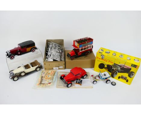 Revell - Monogram - Airfix - 5 x vintage built model kits, '32 Ford Hot Rod in 1:24 scale, Tweedy Pie Hot Rod in 1:25 scale, 