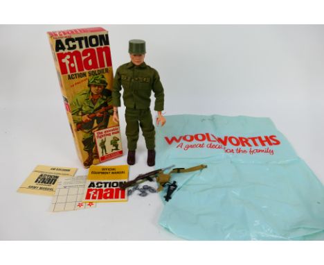Palitoy - Action Man - A vintage boxed Palitoy Action Man 'Action Soldier'. The painted brown headed, hard hand figure appear