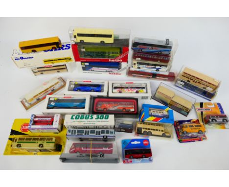 Brekina - Wiking - Preiser - Herpa - 26 x boxed / carded models, 18 x are plastic 1:87 scale models including Setra Bahnbus S