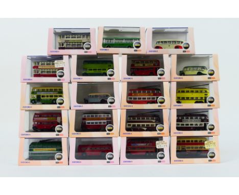 Oxford Omnibus - 19 x boxed bus and tram models in N gauge scale including Plaxton Panorama in Southdown livery # NPP002, Rou