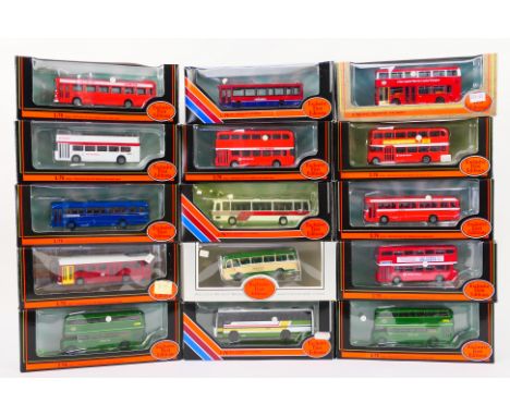 EFE - 15 x boxed bus models in 1:76 scale including Leyland National in Midland Red livery # 17206, Routemaster coach in Gree