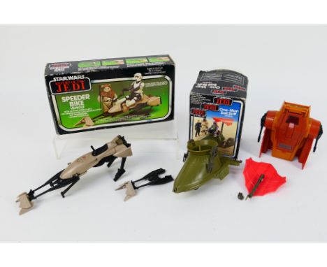 Star Wars - Kenner - Three vintage Star Wars vehicles. Lot includes a boxed Kenner 'Return of the Jedi' Speeder Bike; a boxed