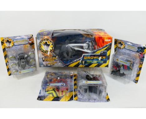 Robot Wars - Logistix. A selection of Four carded figures and an RC Growler. Items appearing Mint on card with Fair card, som