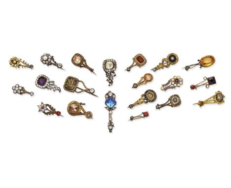 A collection of early - mid 19th century gem-set 'Halley's Comet' broochesMost set with vari-coloured pastes and vari-cut gem