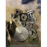 Variety of lathe tools and parts, chucks, plates etc. Stored near Gorleston, Norfolk.