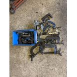 Quantity of clamps, G clamps various sizes. Stored near Gorleston, Norfolk. No VAT on this item.