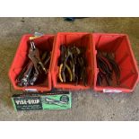 3 x boxes vice grips and plyers. Stored near Gorleston, Norfolk. No VAT on this item.