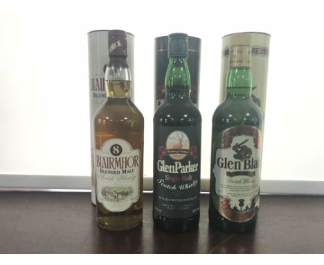GLEN PARKER
Single Malt Scotch Whisky
70cl, 40% volume, in tube.
GLEN BLAIR
Blended Malt Scotch Whisky
70cl, 40% volume, in t