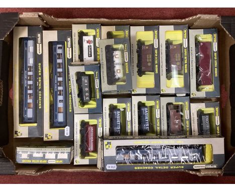 A quantity of boxed Wrenn OO Gauge Rolling stock to include Thirteen Wagons, including Passenger Fruit Vans, and Three Golden