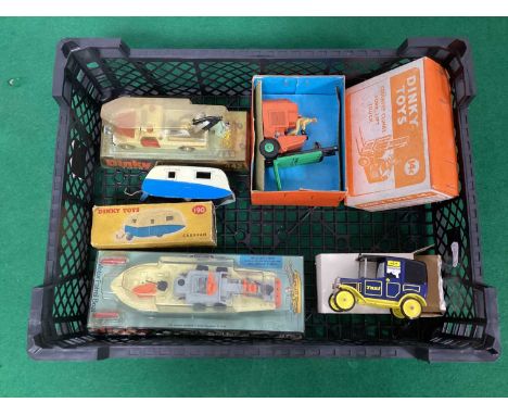 Five Original Boxed Dinky Toys, including No.675 - Motor Patrol Boat, very good/No.14c Coventry Climax Fork Lift, very good/N