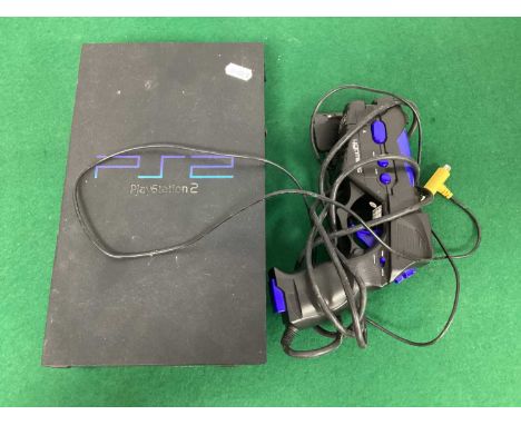 A Sony PlayStation 2 (PS2) Gaming Console and 4Gamers Lightgun, untested for working order sold as spares/repair.