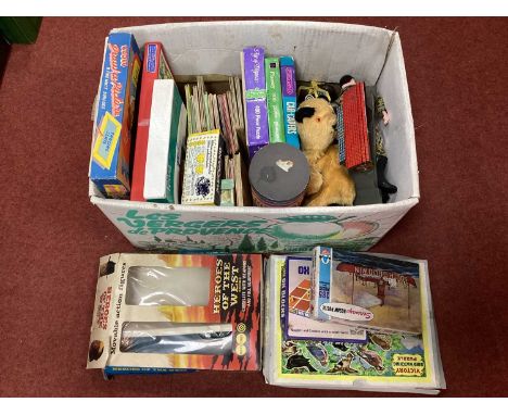 A Quantity of 1960s/70's Toys and Games, including parts of a Mamod steam engine, Marx Heroes of The West, boxed, Triang Land