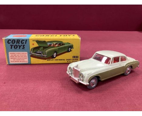 Original Corgi Toys No 224 Bentley Continental Sports Saloon, light green/green, overall very good plus, chip to rear wheel a