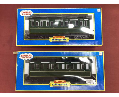 A pair Of Bachmann G Scale "Thomas and Friends" 6-wheel coaches: Emily's Brake Coach ref 97004 and Emily's Coach ref 97003, b