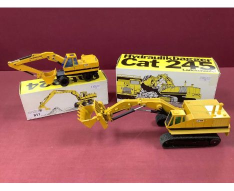 Two NZG (W. Germany) 1:50th Scale Diecast Model Plant Machinery Vehicles comprising of #177 CAT 245 Excavator Front Shovel (d