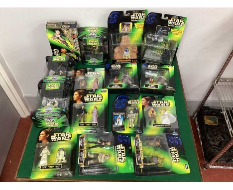 Fifteen Boxed/Carded Sets of Star Wars Plastic Action Figures by Kenner, Hasbro to include The Power Of The Force #69727 Spee