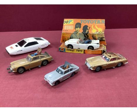 A Small Quantity of Original Corgi, Husky Diecast Vehicles, all with a James Bond theme, including Toyota 2000 GT, with poor 