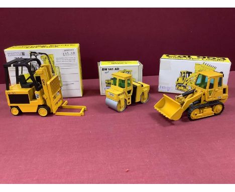 Three NZG (W. Germany) 1:50 Diecast Model Plant Machinery Vehicles comprising of #223 Track-Type Loader, #221 Bomag BW 141 AD