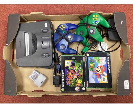 Retro Gaming Technology: A Nintendo 64 gaming console, (NE4), two hand controllers, Rumble Pak, together with two N64 games c