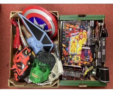 A Quantity of Carded Plastic Figures by Kenner, Hasbro, Jazwares and other. Including Marvel Legends Firestar, Roblox Site 76