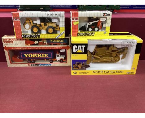 Four Diecast Model Vehicles by Norscot, Joal, Corgi, Mostly Plant Machinery to include Norscot 1:50 #55025 CAT D11R Track Typ