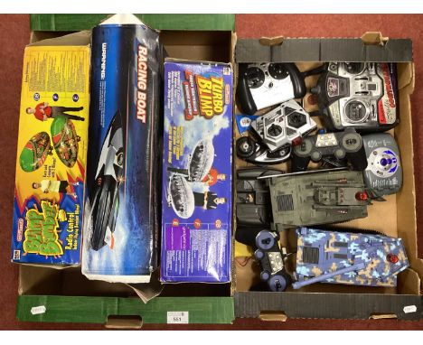 Modern Radio Controlled Toy Interest by Airtech and other including Tanks, Racing Boat, Turbo Blimp, R/C Controllers, mostly 