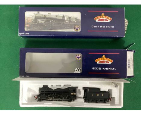 Two Bachmann 00 gauge LMS Steam Locomotives including item 32-575 Ivatt Class 4 in LMS Black livery and item 32-175 LMS Crab 