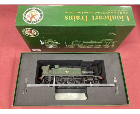 Lionheart Trains O gauge ex Great Western 2-6-2 45xx Tank Engine in BR Green livery, boxed, untested.