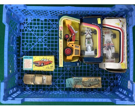 Five original Boxed Corgi Toys, No.54 MF50B Tractor/No.160 Hesketh 308/No.151 Yardley McLaren/No.424 Ford Zephyr/No.241 Ghia 