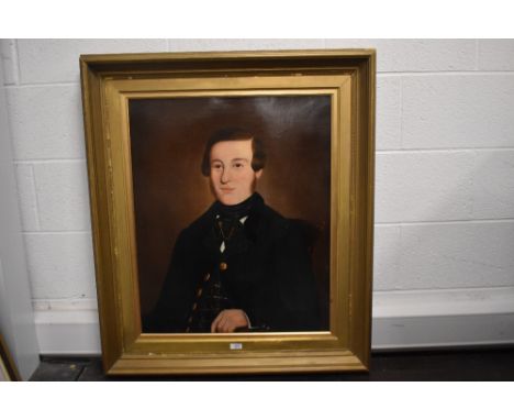 An oil painting, (possibly re-lined canvas laid down on board), attached label verso reading 'Portrait of George Bird of the 