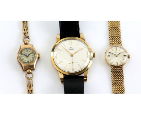 Ladies Omega wrist watch, round dial with baton hour markers, mechanical movement, with similar Rotary watch and a gentleman'