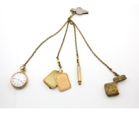 J.W. Benson ladies pocket watch, enamel dial with Roman numerals, subsidiary dial and minute track, mechanical movement no A4