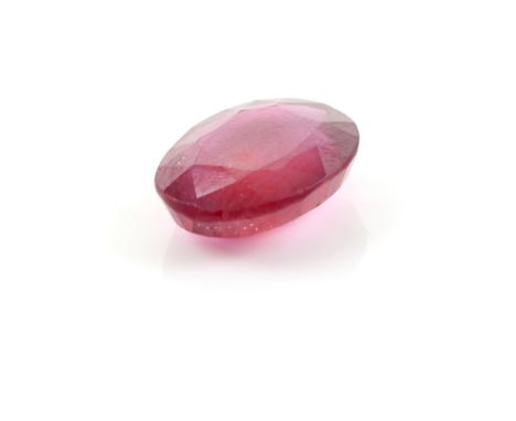 Loose oval cut ruby, estimated weight 7.44 carats.   CONDITION Included stoneSurface reaching fractures, measures 14.17 x 11.