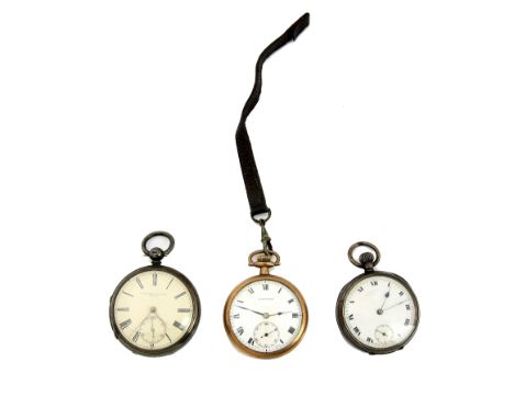 Victorian silver cased pocket watch the enamelled  dial signed Johnson Grounds, Wigan , the black Roman numerals set within a