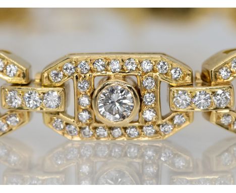 Armband mit insgesamt ca. 308 Brillanten, zusammen ca. 4,8 ct, bezeichnet Chopard, Geneve, 90- er Jahre.750/- Gelbgold. Gesam