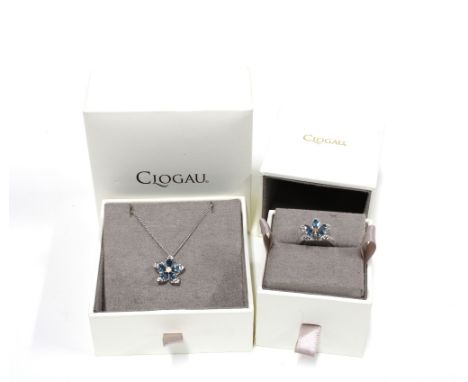 CLOGAU, silver flowerhead pendant and matching ring, size S1/2,&nbsp;stamped 925 and with presentation boxes (2)