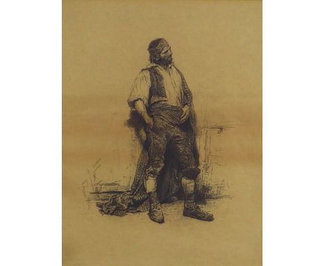 J JIMENEZ Y ARANDA, A SPANISH WORKMAN, etching framed under glass, 22.5 x 29cm