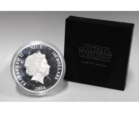 New Zealand mint limited edition Darth Vader $100 Dollar 1kg 9999 grade silver coin., 10cm diameter