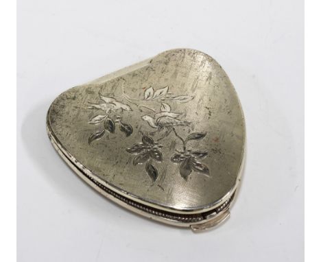Vintage silver heart shaped powder compact, by Cherie of  London 1961