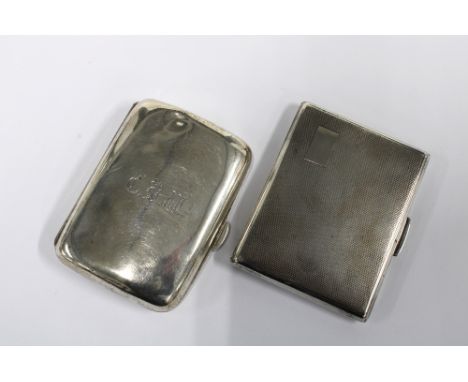 An Edwardian silver cigarette case, Birmingham 1910 and a George VI silver cigarette case, Birmingham 1939 (2)
