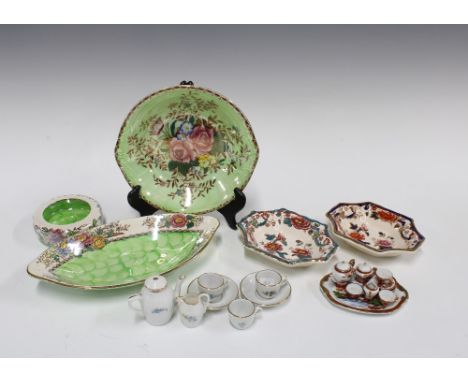 Mixed lot to include Maling dishes, two Mason's trinket dishes, and two miniature tea sets, etc