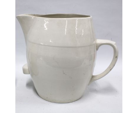 A large white glazed dairy pitcher, 31cm,