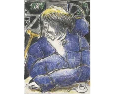 
	
		Kate McCrickard
		Coffee Drinker, 2021
		Mixed Media on Paper
		Signed on verso
		15 x 10cm (5¾ x 3¾ in.)
		
		After com