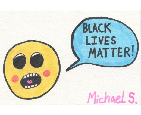 
	
		Michael Scoggins
		Black Lives Matter 1, 2021
		Marker on Postcard
		Signed on front and verso
		10 x 15cm (3¾ x 5¾ in.)